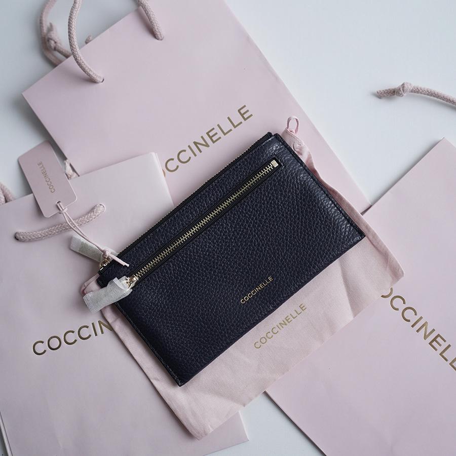 COCCINELLE POCHETTE GRAINED LEATHER Navy