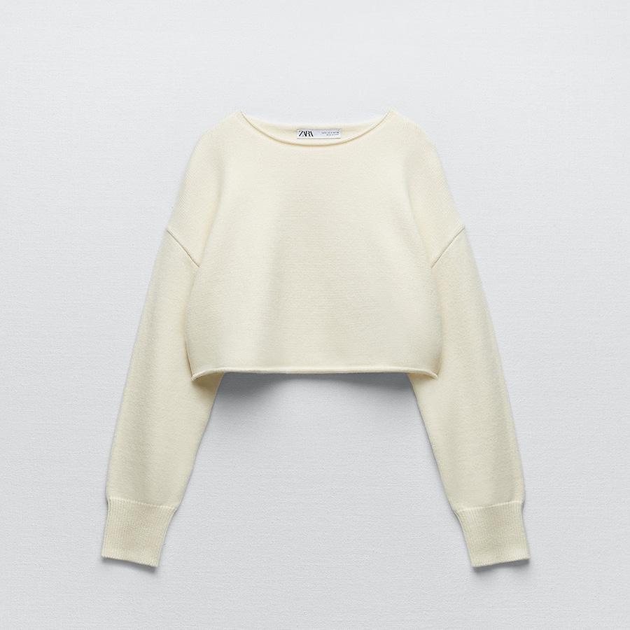 ZARA CROPPED KNIT SWEATER ECRU 5536 024 712