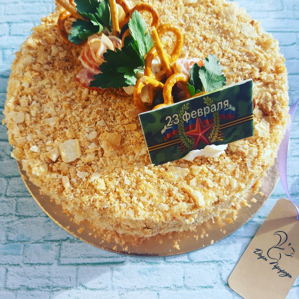 Закусочный рыбный торт «Наполеон» из коржей — рецепт с фото пошагово
