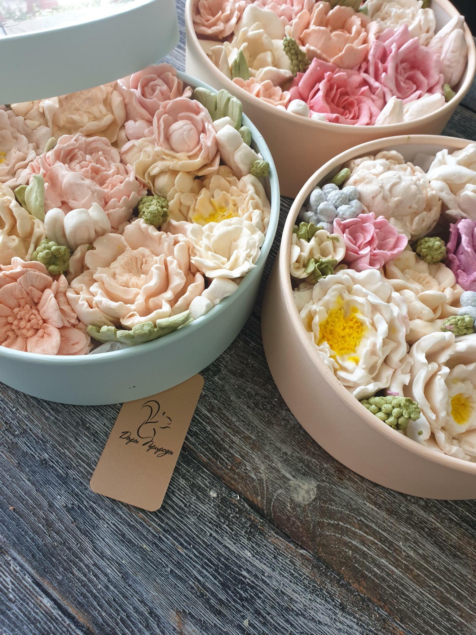 Хит! Зефирные цветы в шляпной коробке