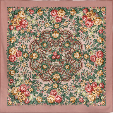 Foulard en laine "Nymphe Florale" Rose