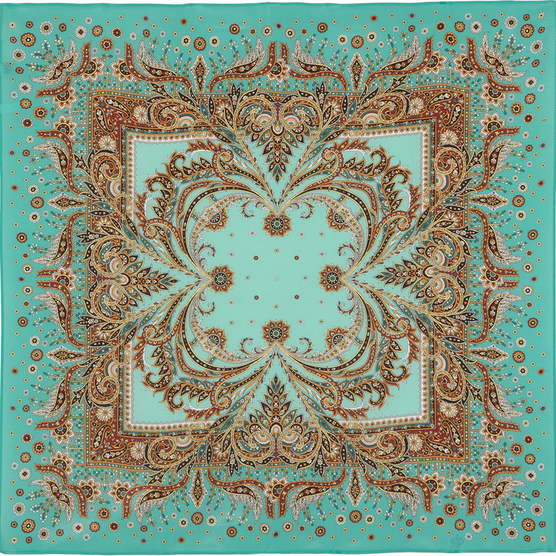 Foulard en soie "Brise de corail" (Blue)