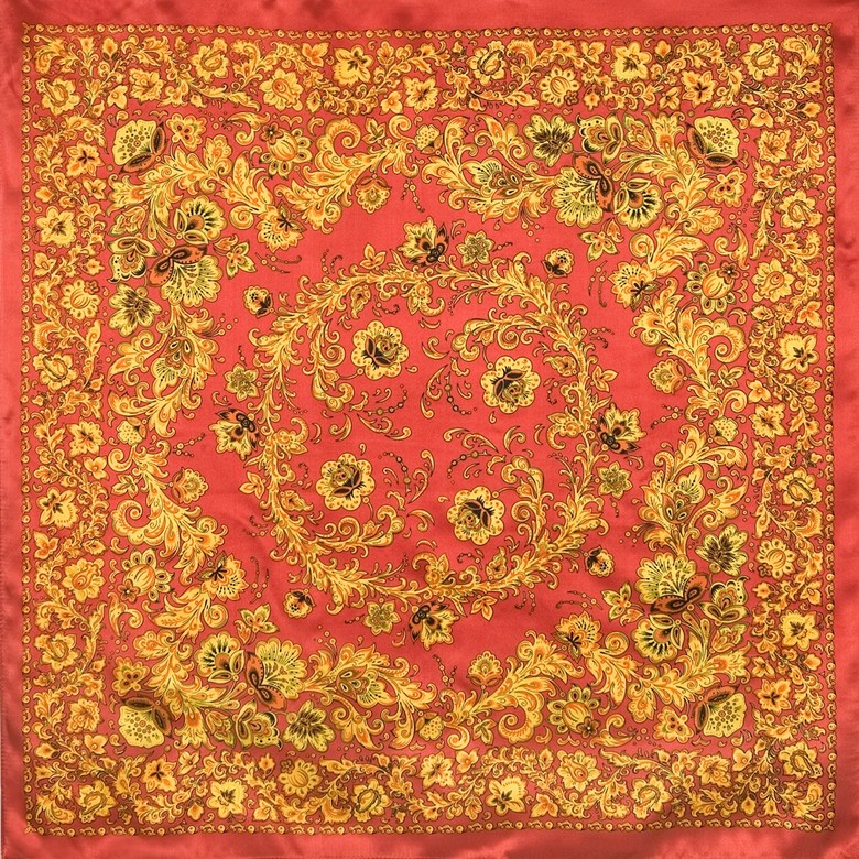 Foulard en soie "Modeles de Khokhloma"