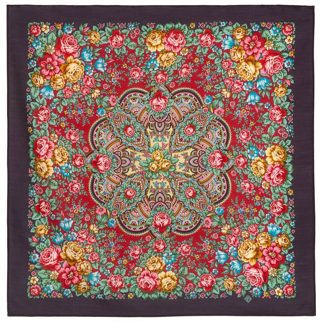 Foulard en laine "Nymphe Florale" Brun