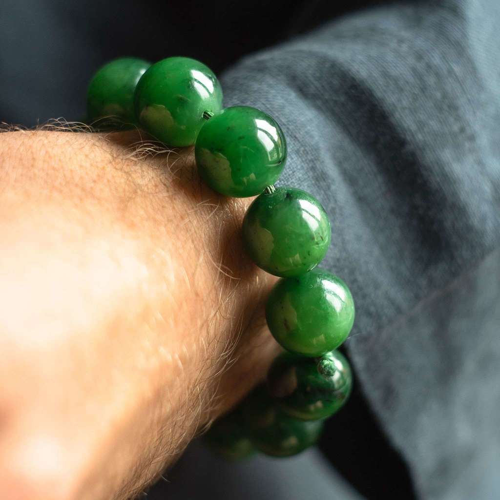 Браслет із зеленого нефриту
