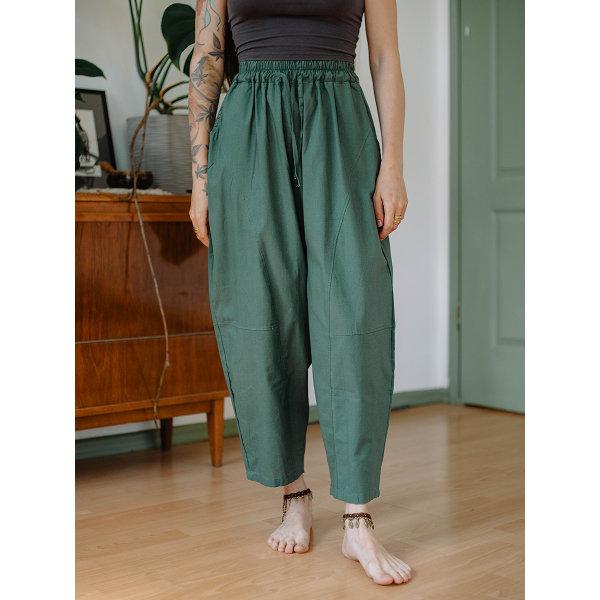 Бавовняні зелені штани-банани