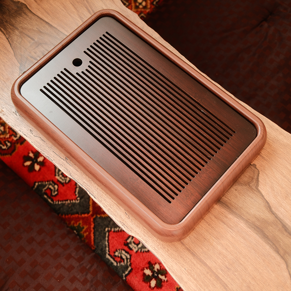 Чабань бамбукова округла з пластиковим піддоном