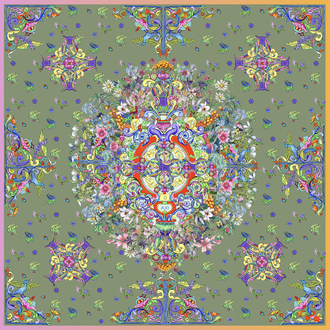 Платок "Цветущий чертог" "Aula Florens"