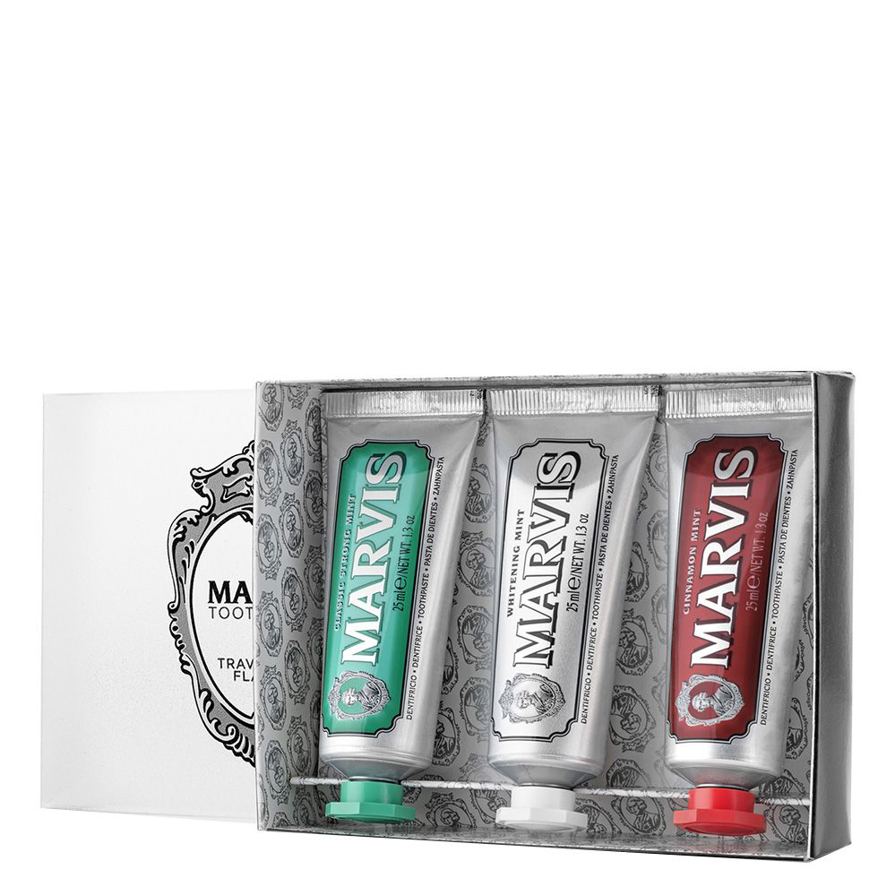 Marvis 3 Flavours Box - Classic, Whitening, Cinnamon Toothpaste 25ml x 3 - Подарунковий набір із 3 культових зубних паст на FreshBeauty.com.ua