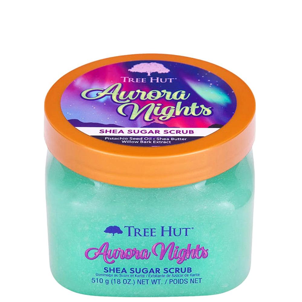 TREE HUT Aurora Nights Sugar Scrub – Цукровий скраб для тіла з ароматом теплих фісташок і підсмаженого зефіру