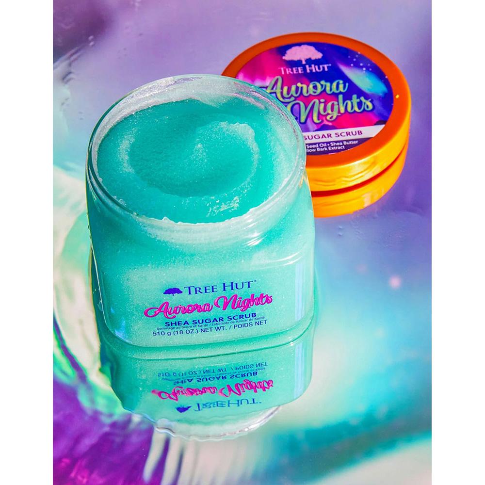 TREE HUT Aurora Nights Sugar Scrub – Цукровий скраб для тіла з ароматом теплих фісташок і підсмаженого зефіру