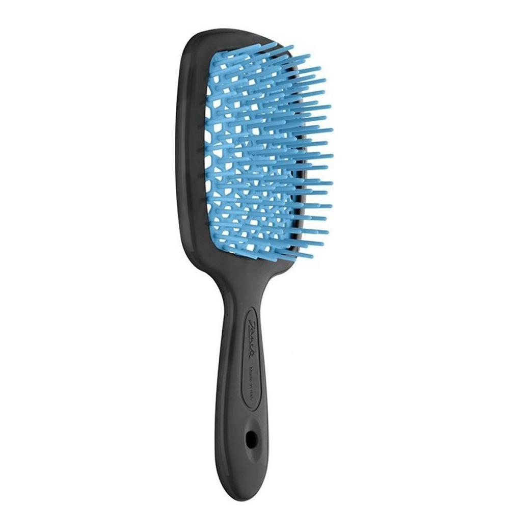 Janeke Superbrush Small Turquoise - Щітка для волосся Чорна з голубим