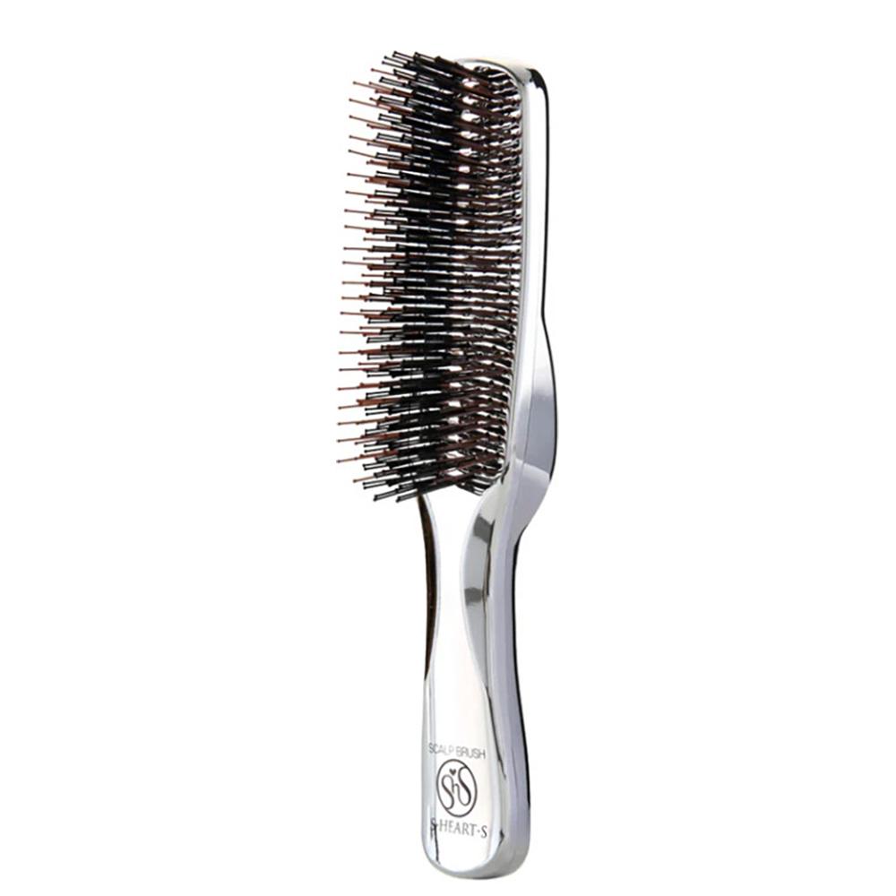 S-HEART-S Scalp Brush Plus Long for Professional Silver - Масажна щітка для волосся