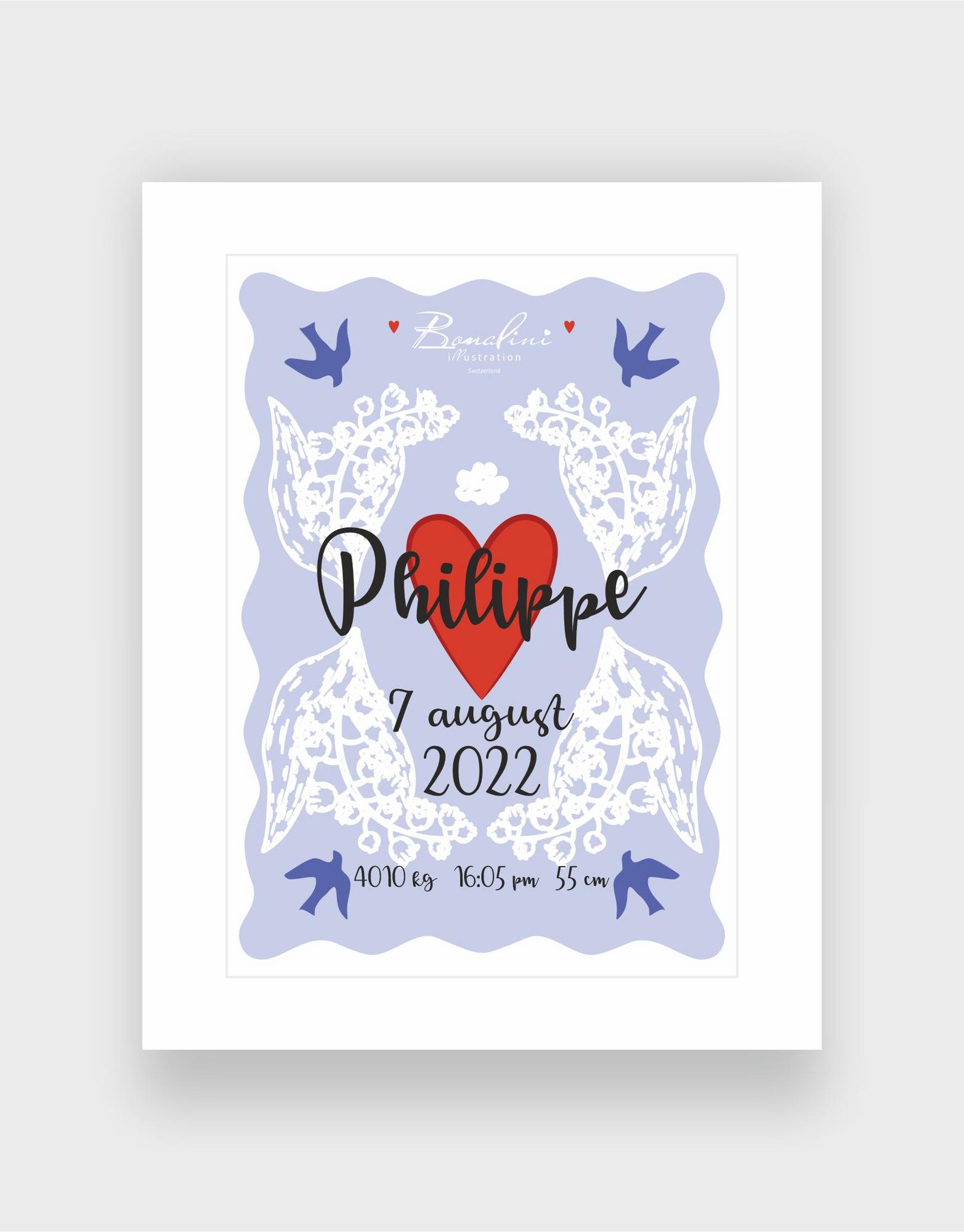 Personalised Birth Details Newborn Art Print for a Boy