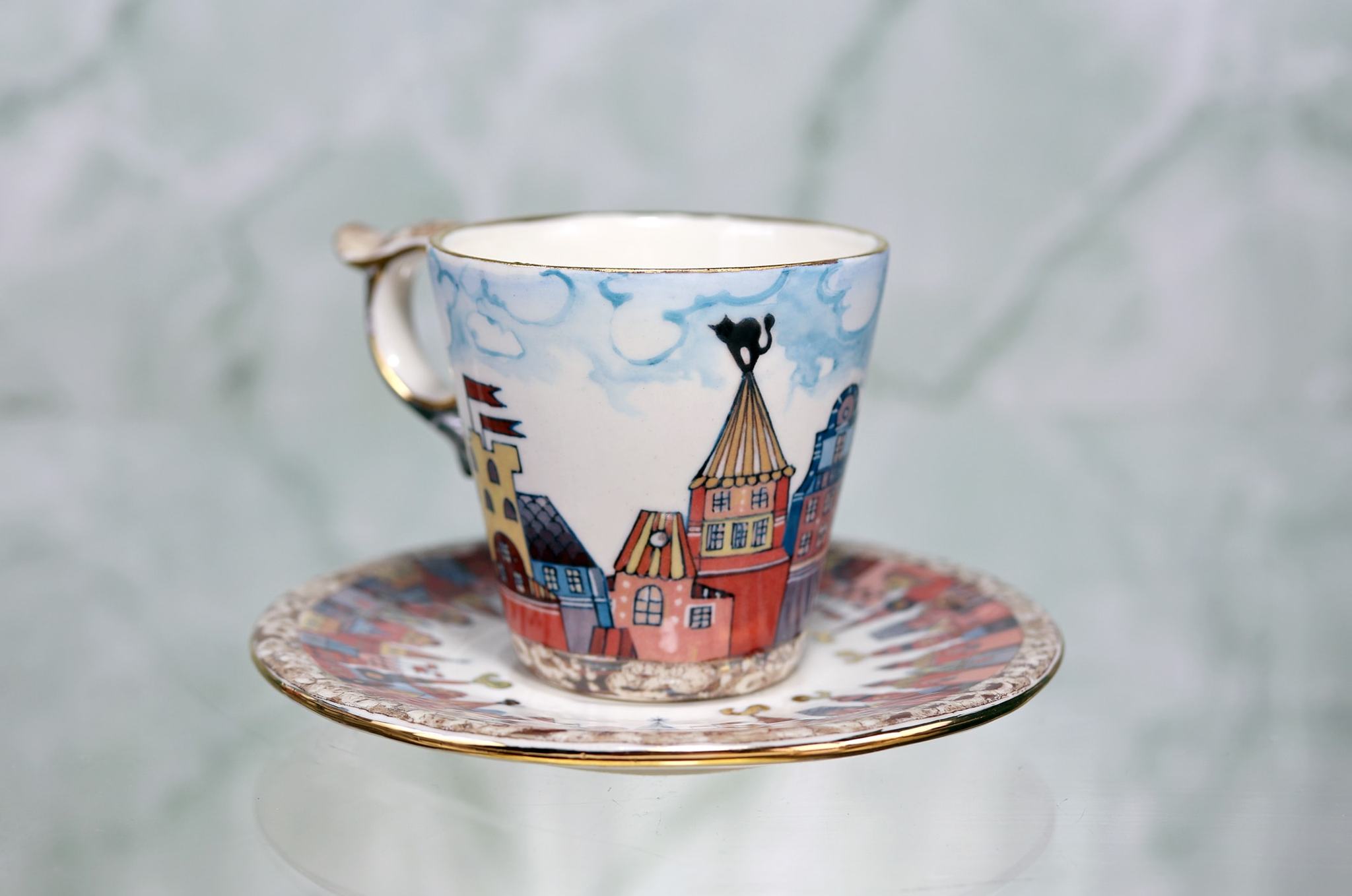 Porcelain Espresso Set in Multicolor