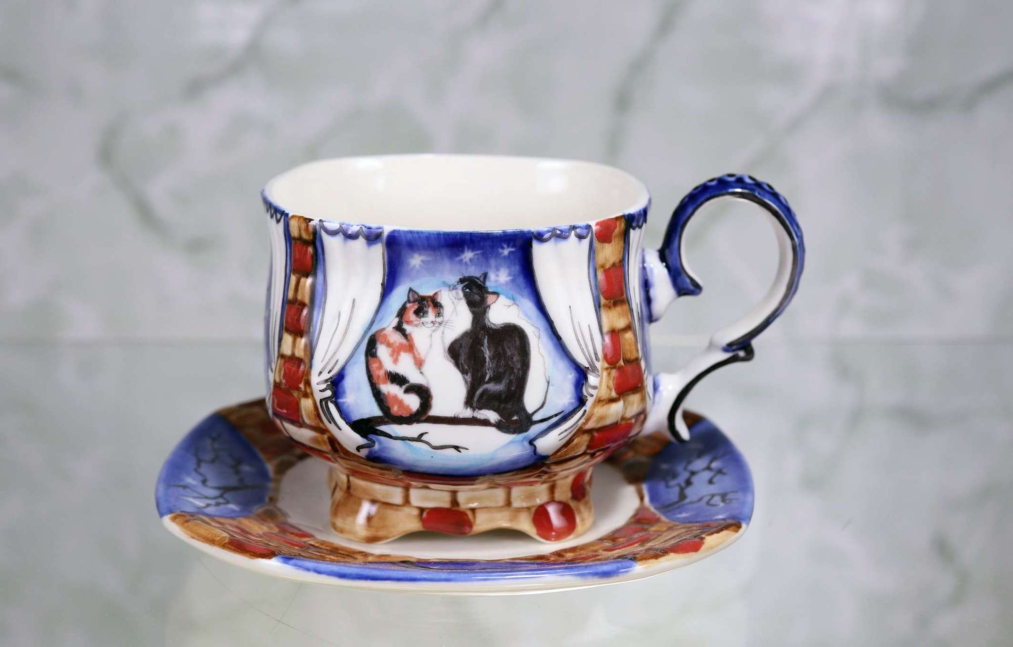 Ceramic Mug Saucer Cats, Cat Mugs Coffee Cups