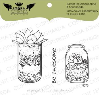 {N073} Stamp Set "Florarium in a jar"