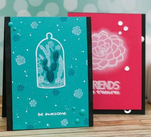 {N067} Stamp Set "Cactus with flowerpot and bulb"