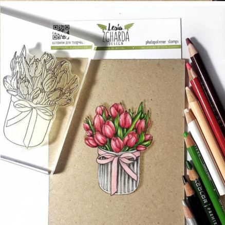 {FL245} Stamp  "Tulips in the box"