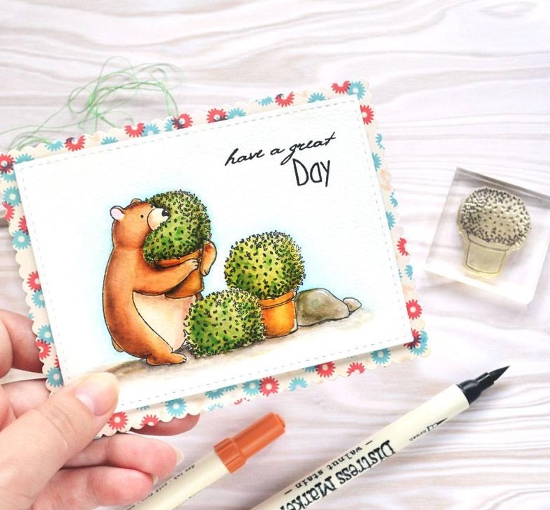 {FL112} Stamp "Boxwood in flowerpot"