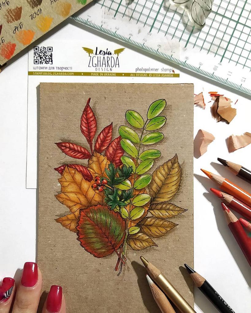 {FL288} Stamp "Fall bouquet with berries (large)"