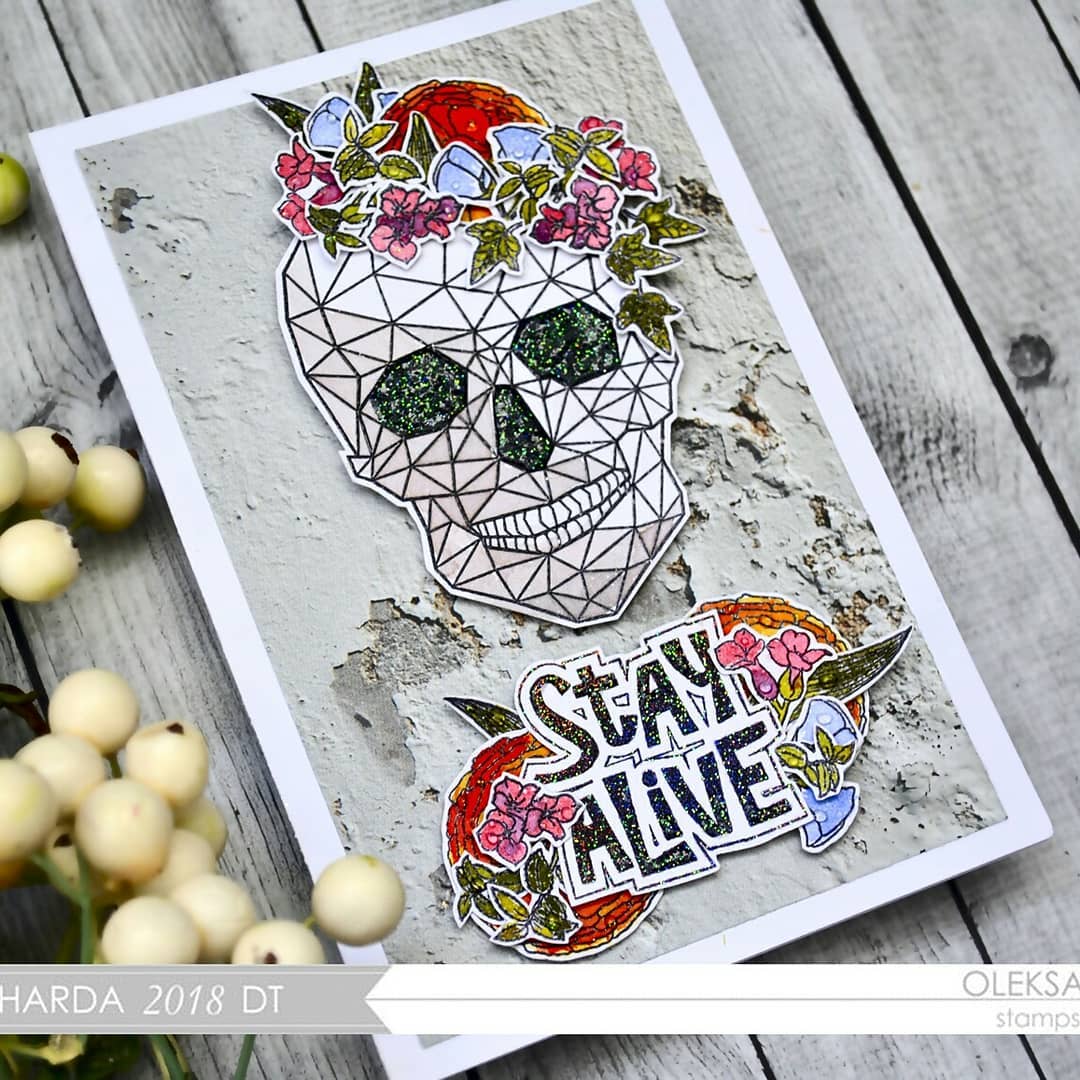 {LM003} Stamp "Calavera - geometric skull"