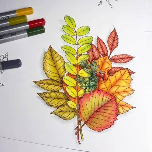 {FL288a} Stamp "Fall bouquet with berries (small)"