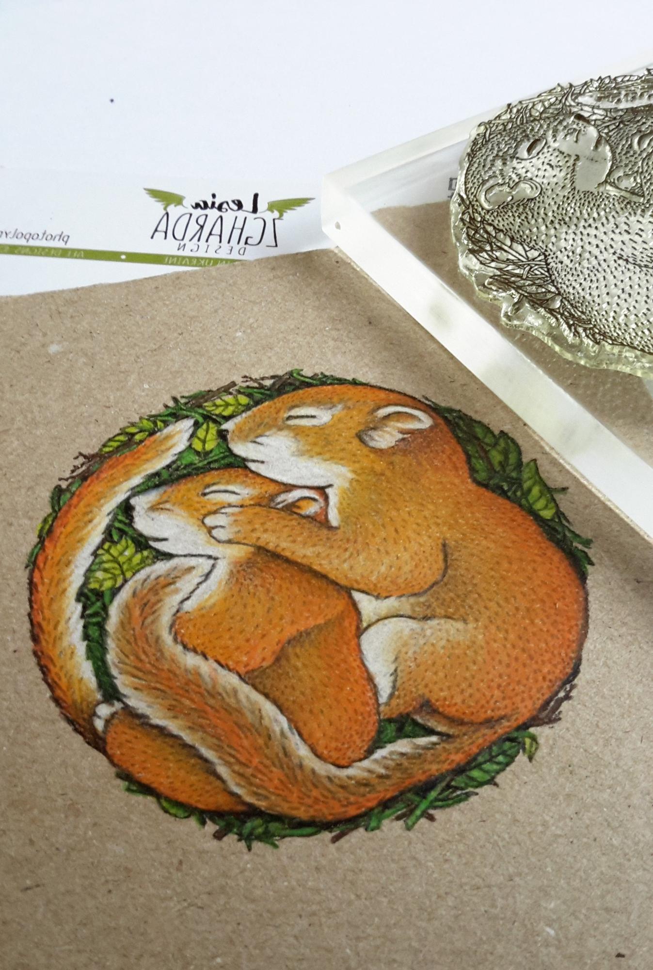 {FA140a} Stamp "Cuddling baby squirrels"