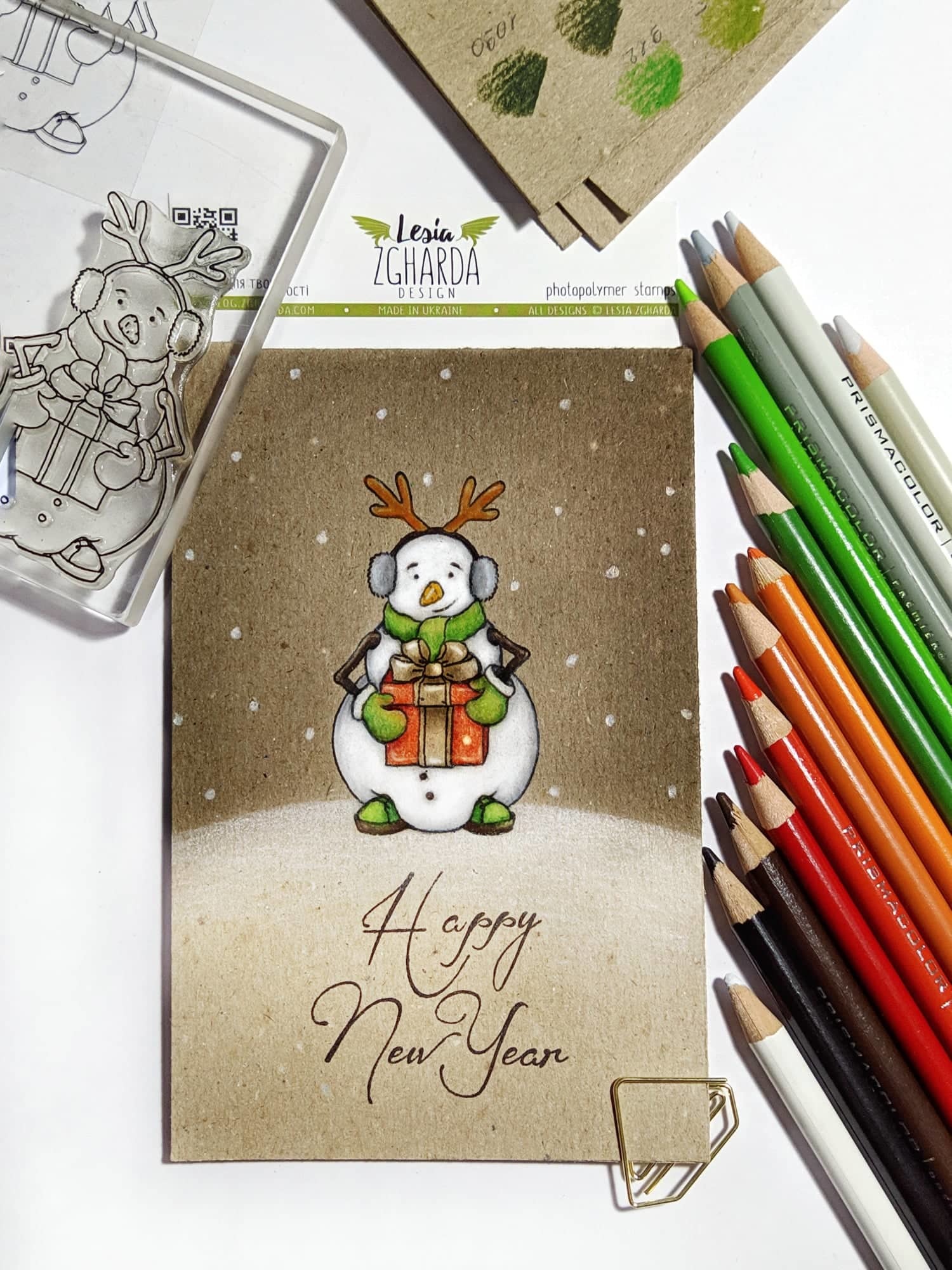 Snowman with the gift stamp Lesia Zgharda clear stamps