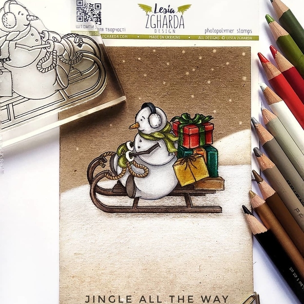 {SR237} Stamp "Snowman on the sled"