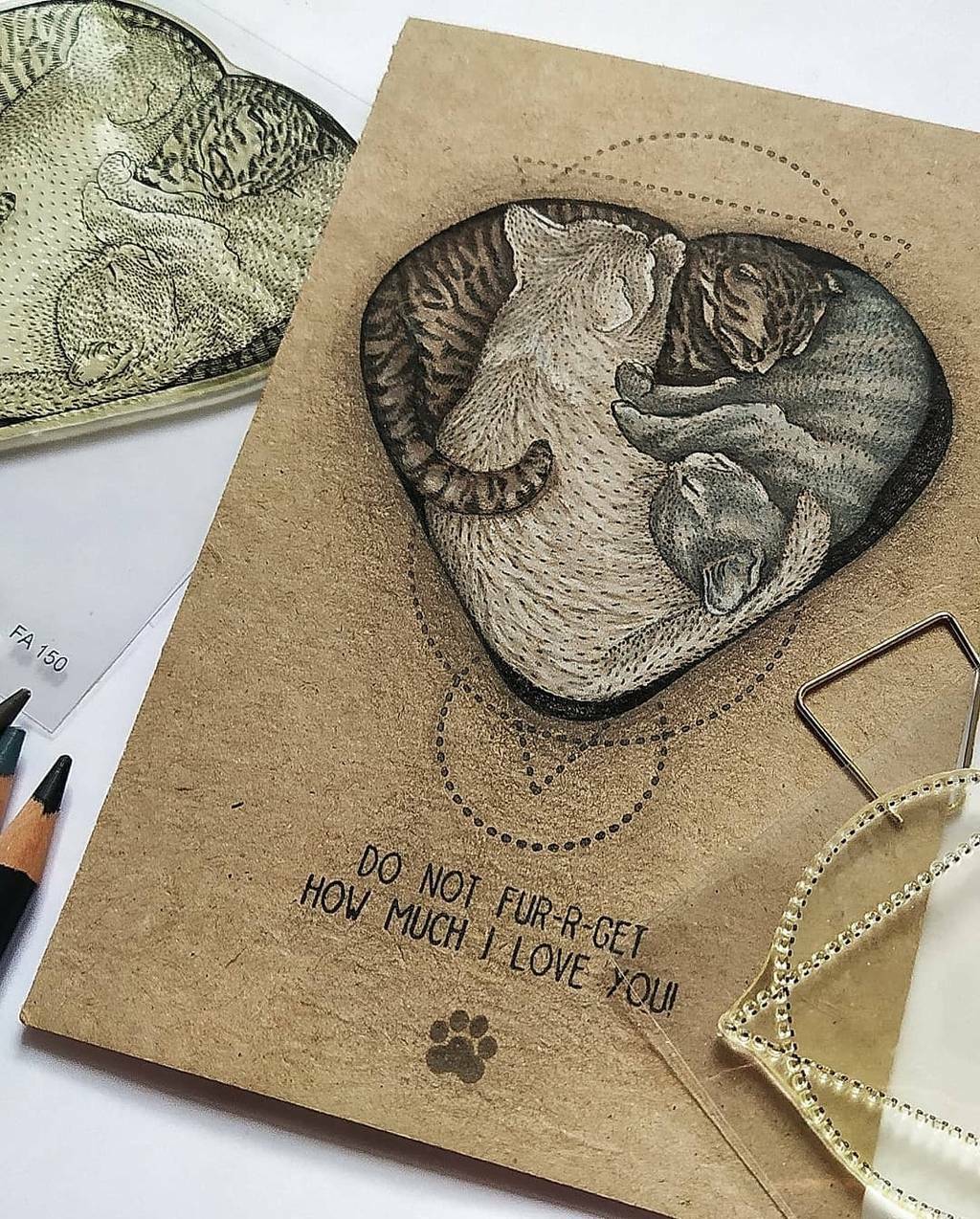 {FA150} Stamp Set "Cat's heart"