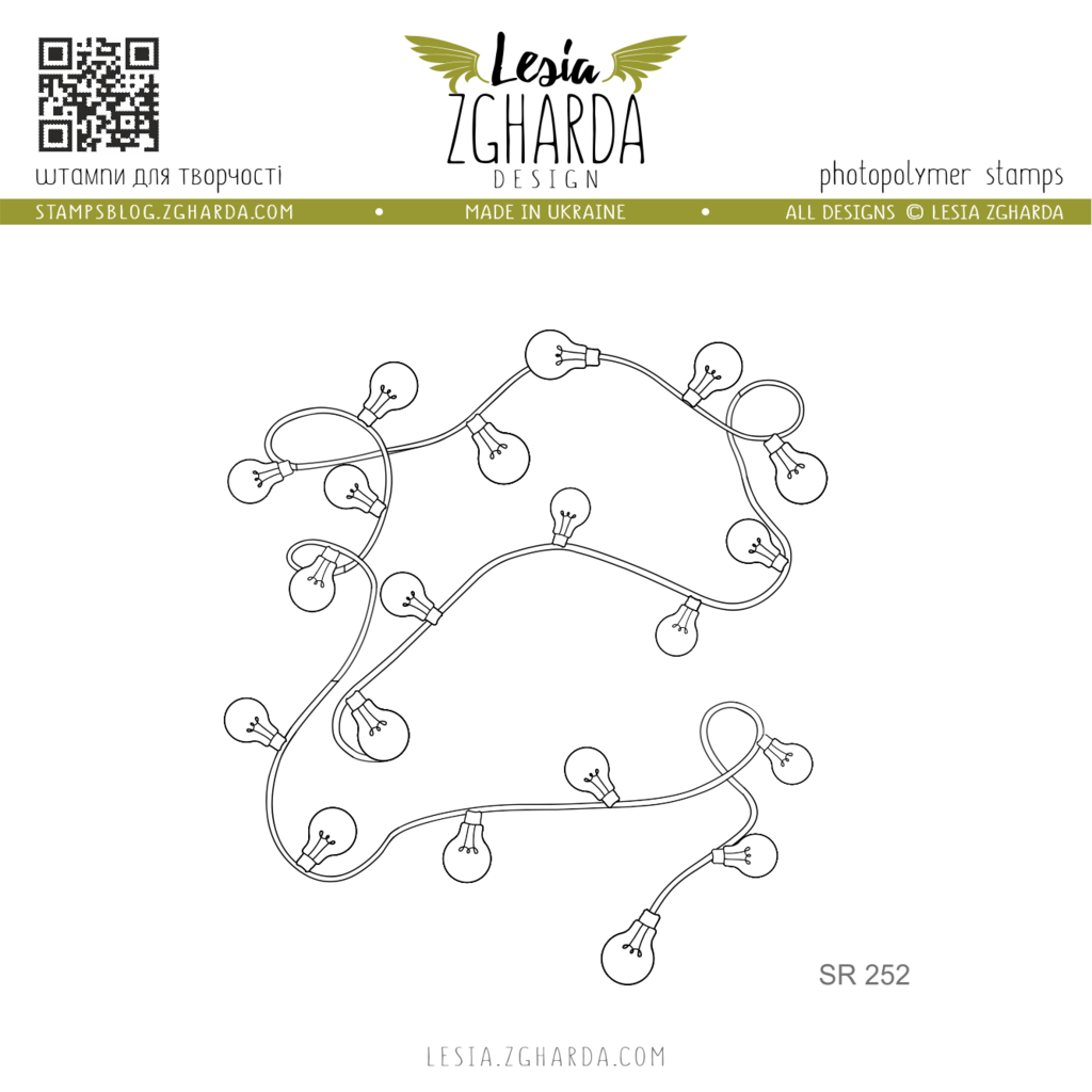 Image - Twisted light bulb garland stamp by Lesia Zgharda clear stamps