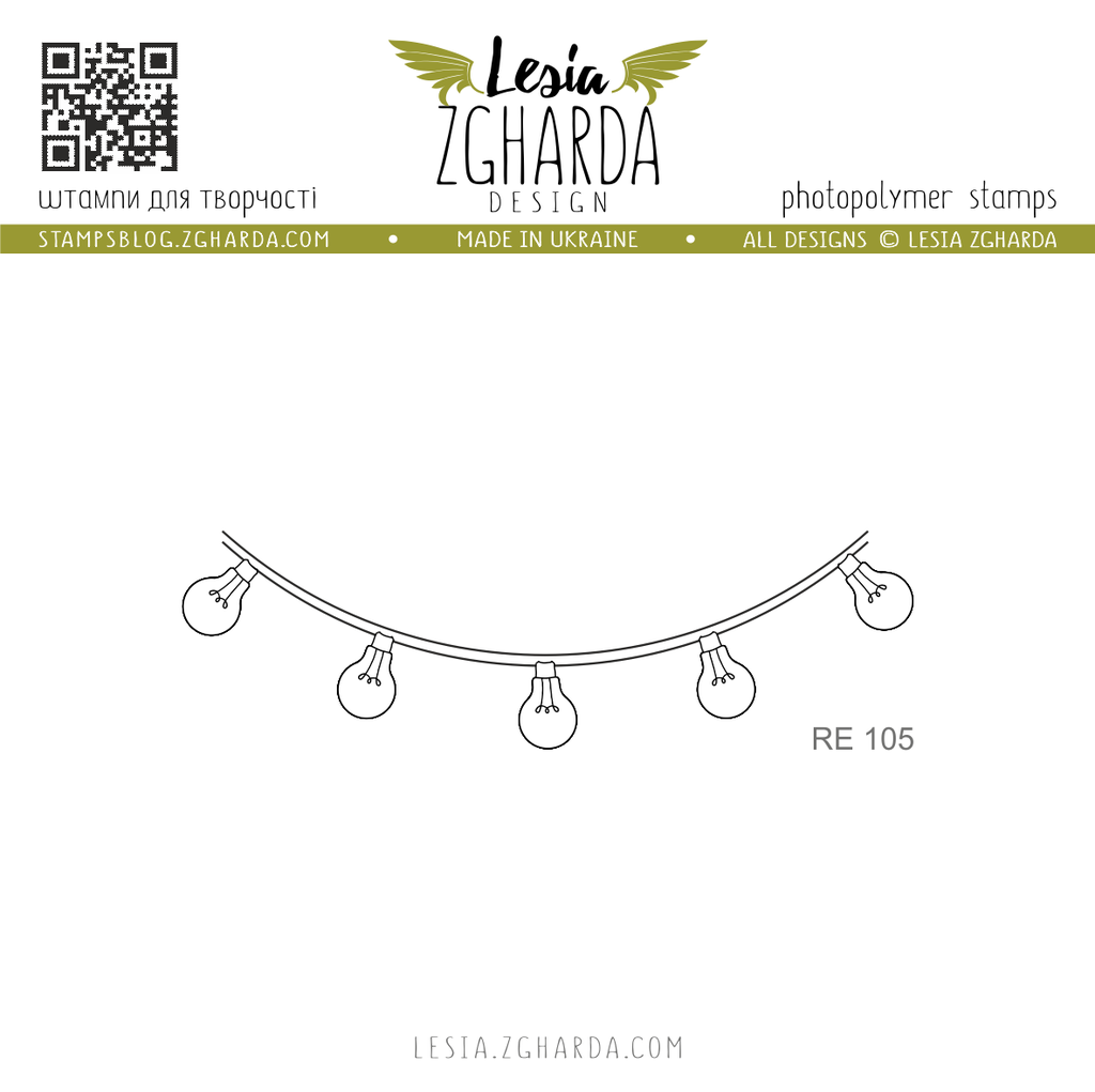 Image - Christmas garland of light bulbs stamp by Lesia Zgharda clear stamps