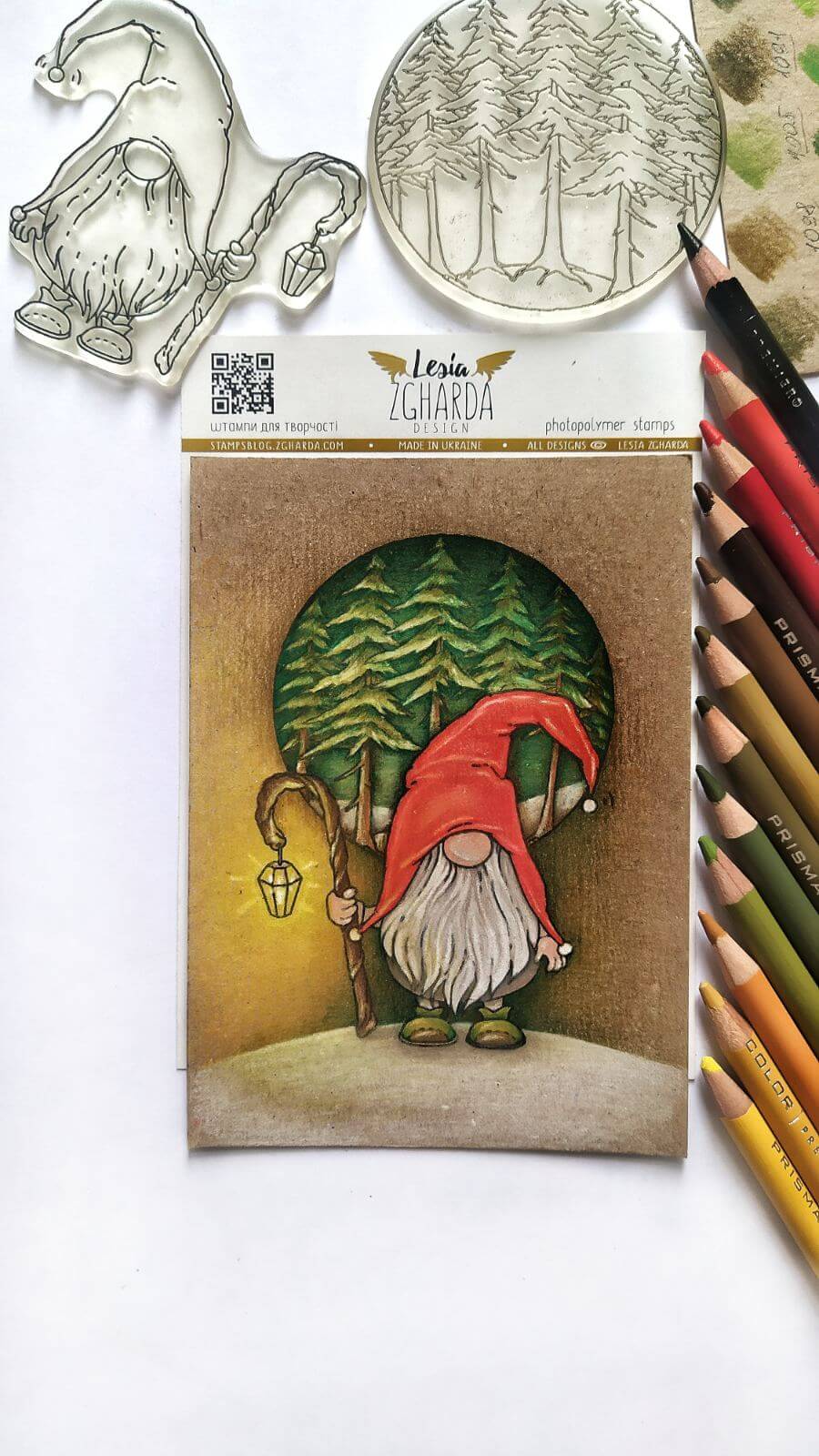 {SR266} Stamp "Christmas gnome with a lantern on a cane"