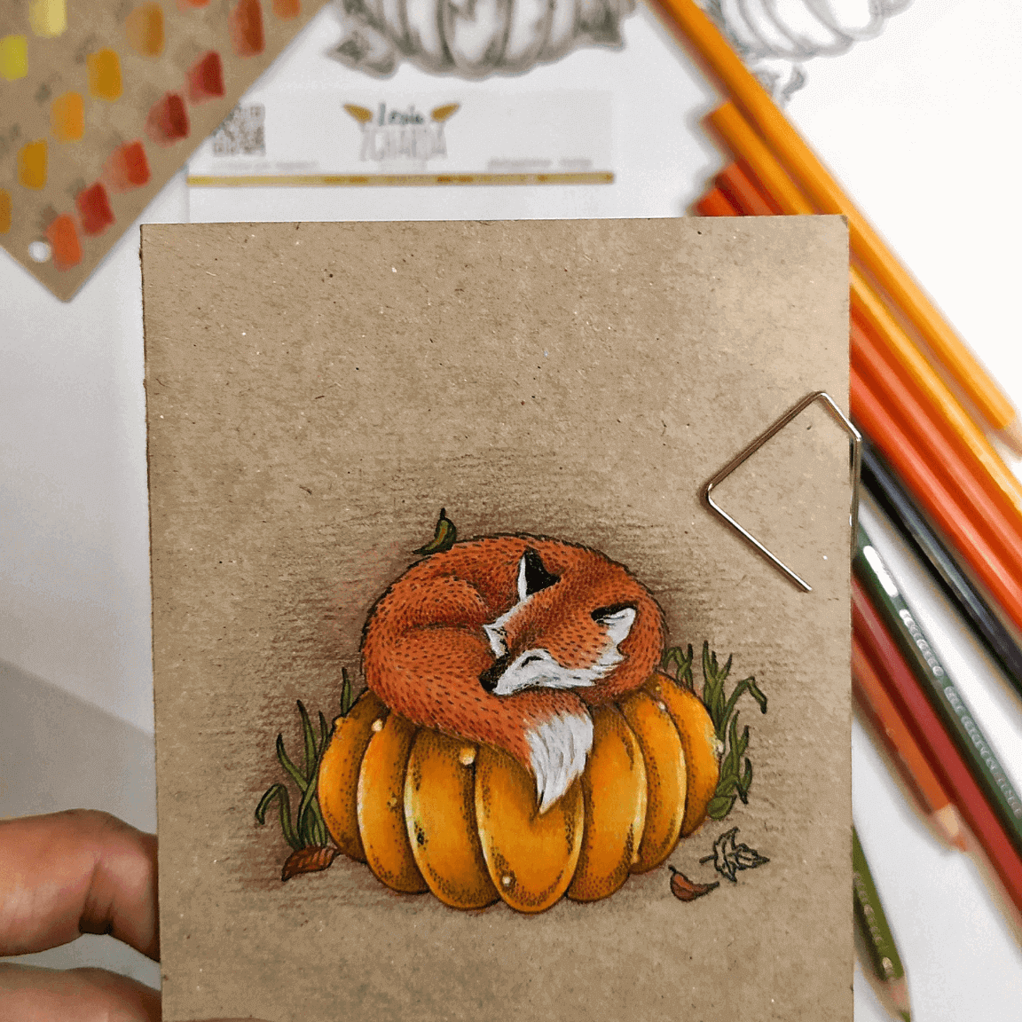 {FL360} Stamp "Sleeping fox on a pumpkin"