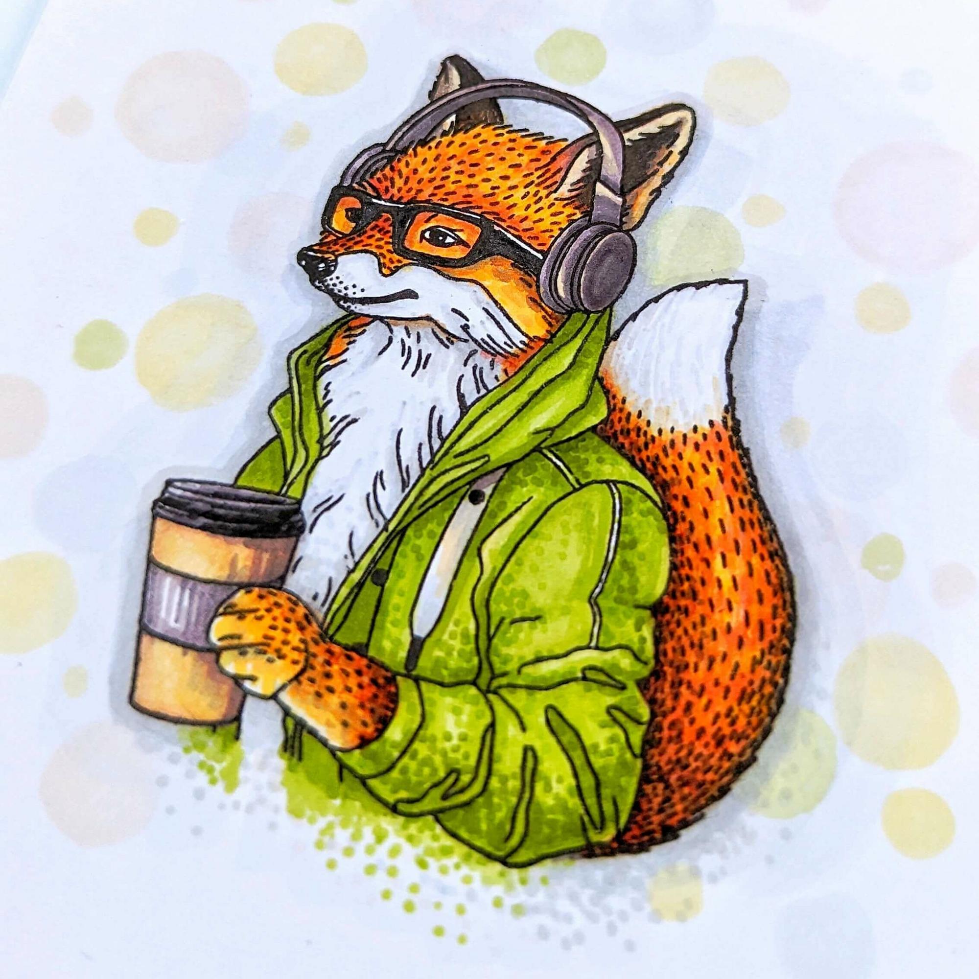 {FA177} Stamp "A fox in headphones"