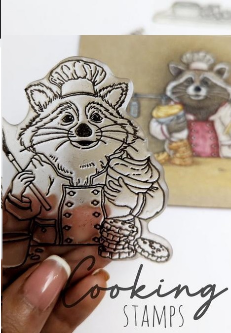 {K041} Stamp "Raccoon Chef"