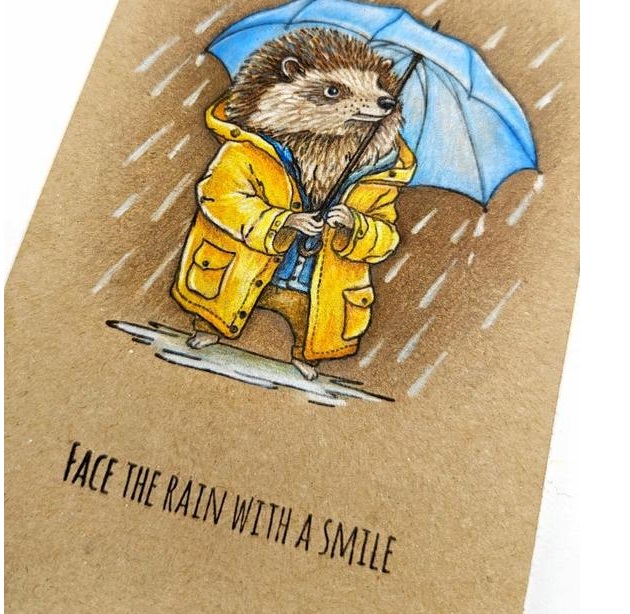 {TA331} Sentiment Stamp "Face the rain with a smile"
