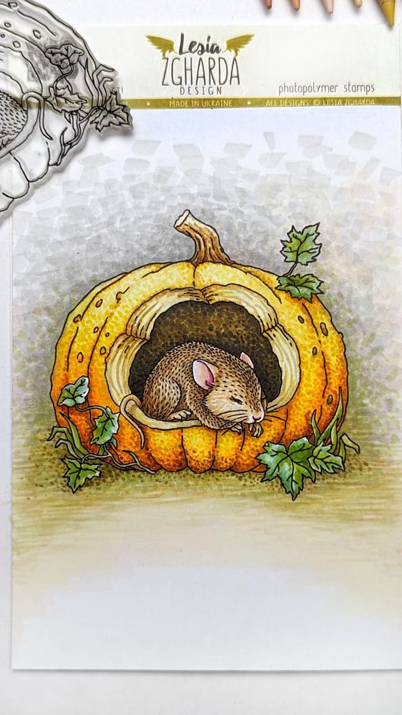 {FA193} Stamp "Sleeping Mouse in a Pumpkin"