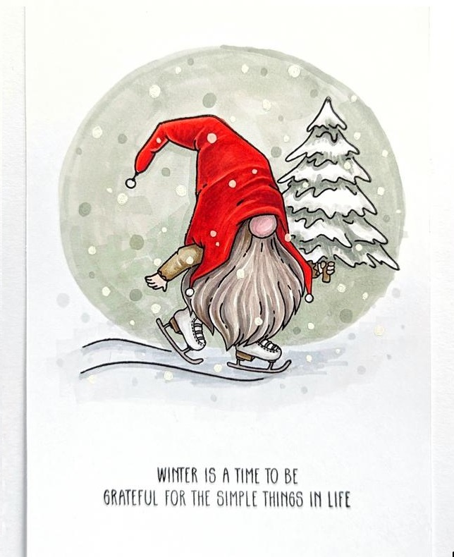 {SR274} Stamp "Gnome Skating with Christmas Tree"