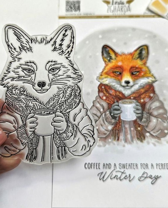 {FA200} Stamp "Fox's Coffee Time"