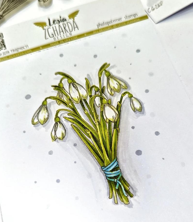 {FL375} Stamp "Bouquet of snowdrops flowers"