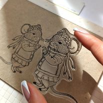 {FA218} Stamp Set "Mouse Girl with Balloons and a Kite"