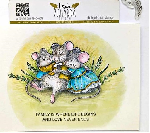 {FA223} Stamp "Daddy Mouse with Baby Mice"