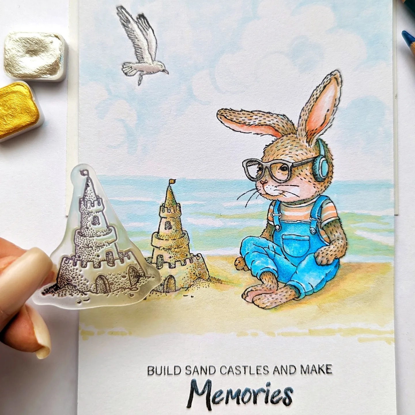 {N097} Stamp Set "Sand Castle and Ball"