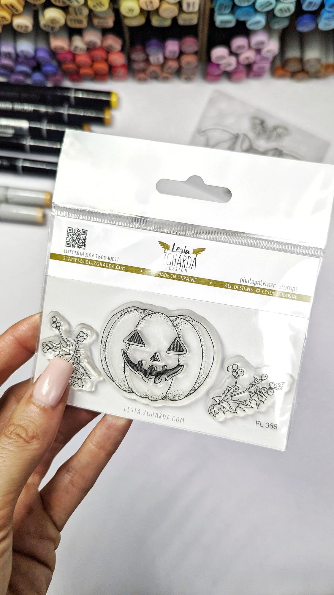 {FL388} Stamp Set "Halloween Pumpkin and Grass"