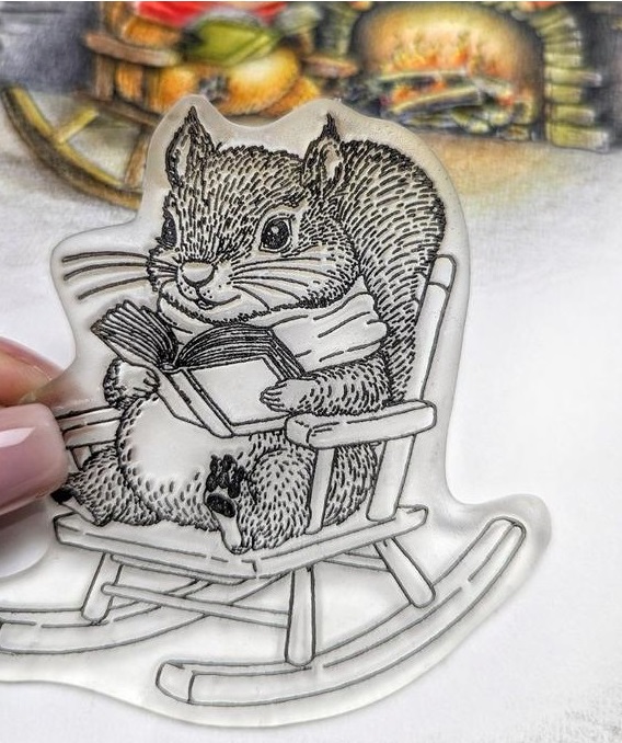 {FA249} Stamp "Squirrel with a Book on the Rocking Chair"