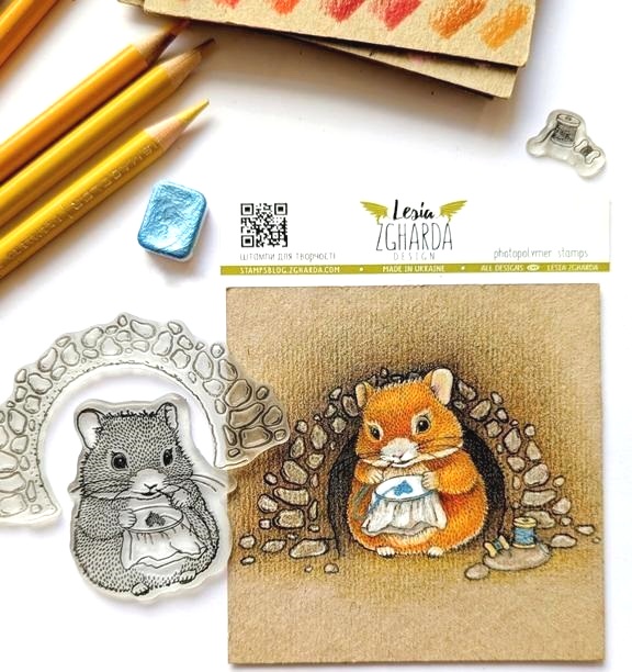 {FA257} Stamp Set "Stitching Hamster"