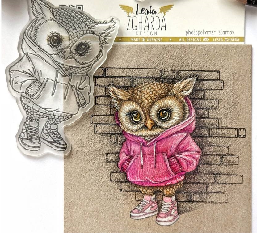 {FA268} Stamp "Cool Owl in a Hoodie"