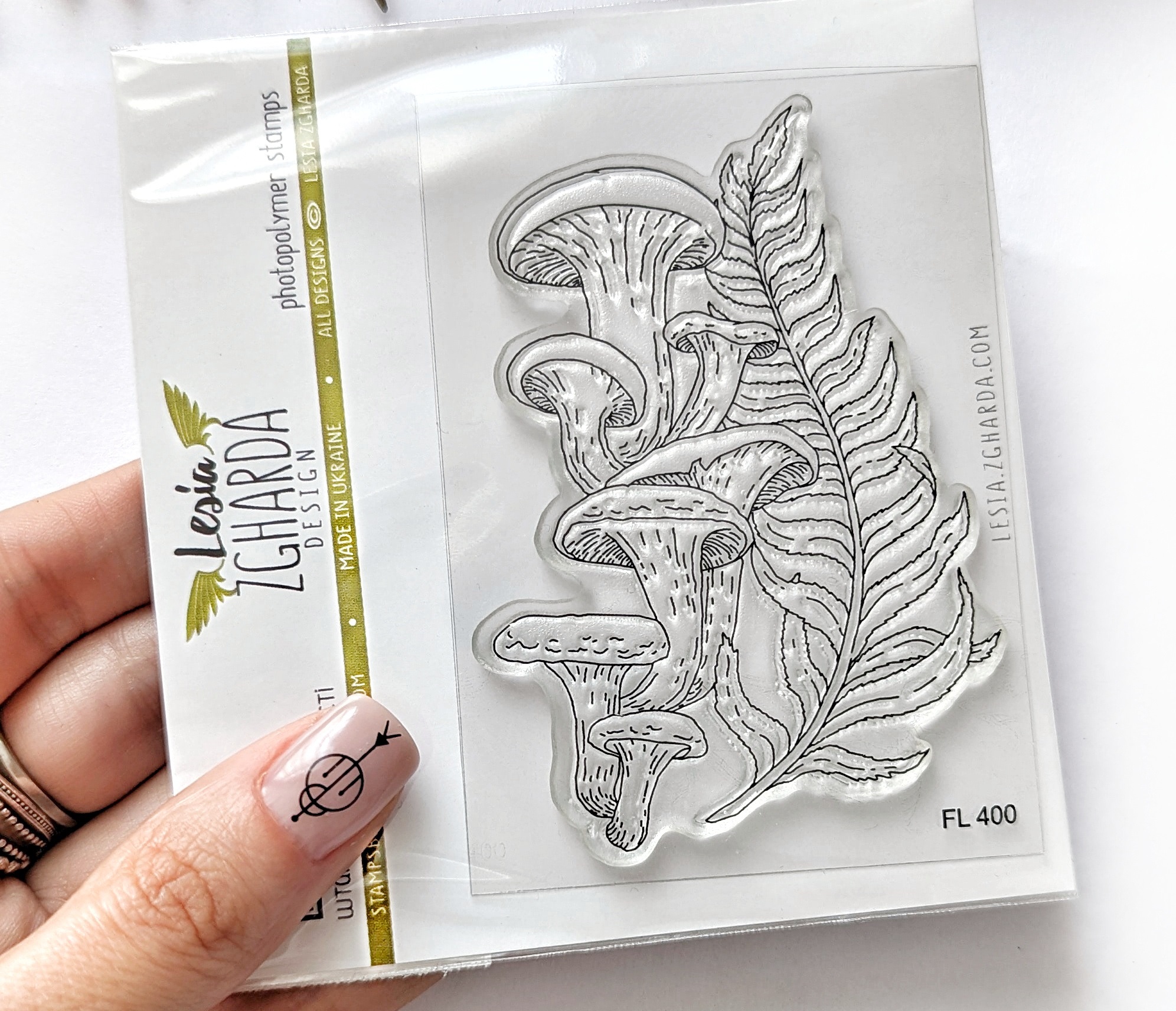 {FL400} Stamp "Mushrooms and Fern"